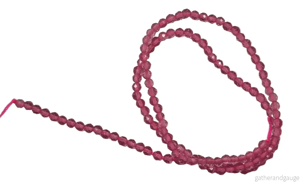Glaspärlor Facetterade - Runda Rose 3mm 1 sträng