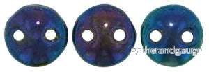 CzechMated Two Hole Lentils - Iris Blue 6mm, 50-pack