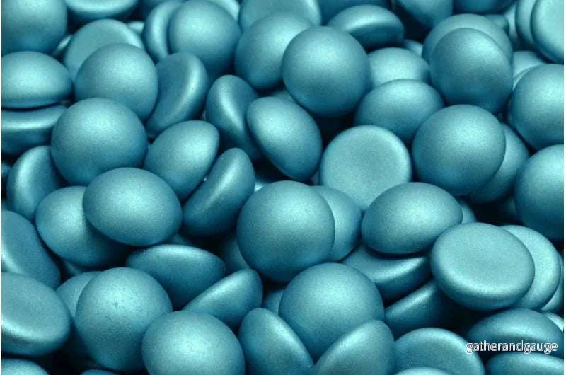 Cabochon – Alabaster metallic aqua 10mm, 10-pack Cabochon – Alabaster metallic aqua 10mm, 10-pack
