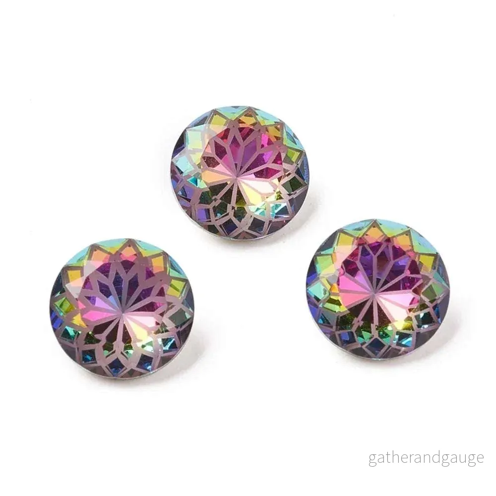Kinesisk strass - Rund med blomma Volcano 14mm 1 styck - Bild 2