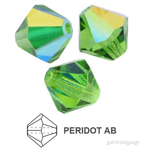 Tjeckiska MC Bicone - Peridot AB 4 mm, 30- pack