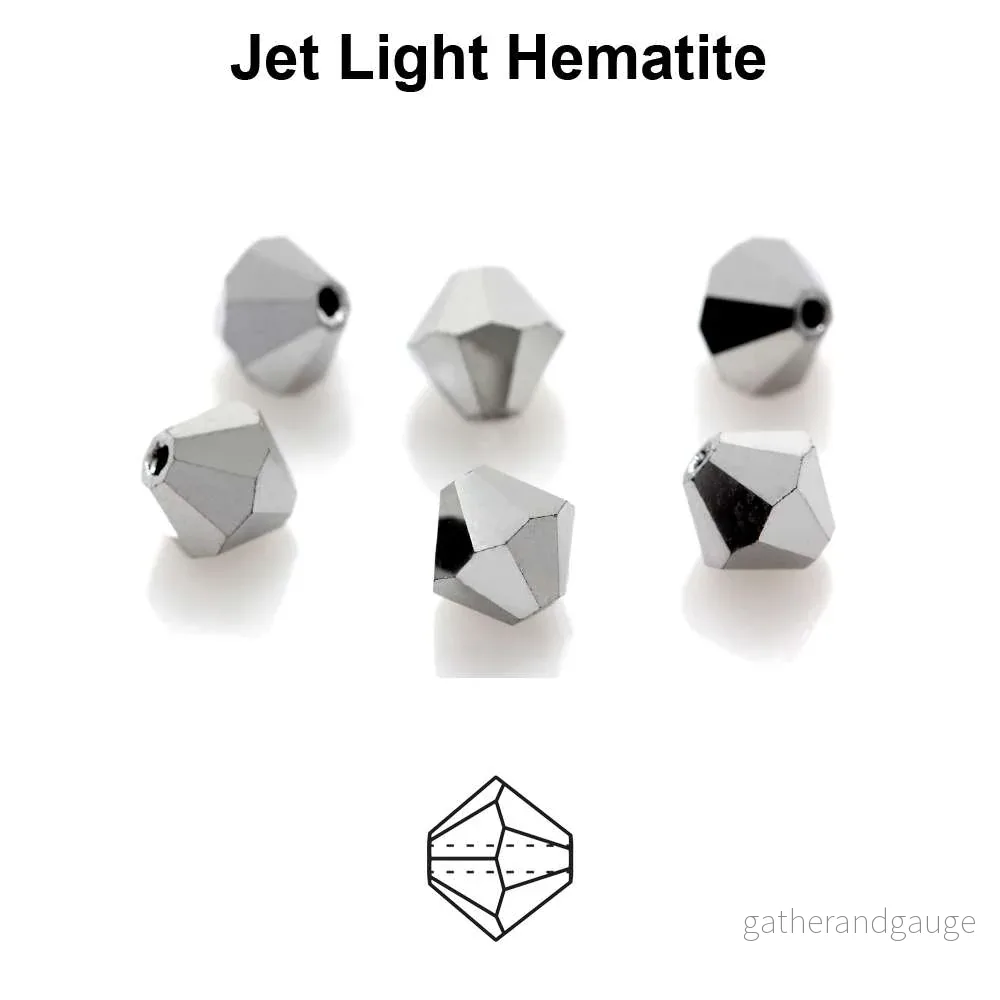 Tjeckiska MC Bicone - Jet Light Hematite 3 mm 40-pack