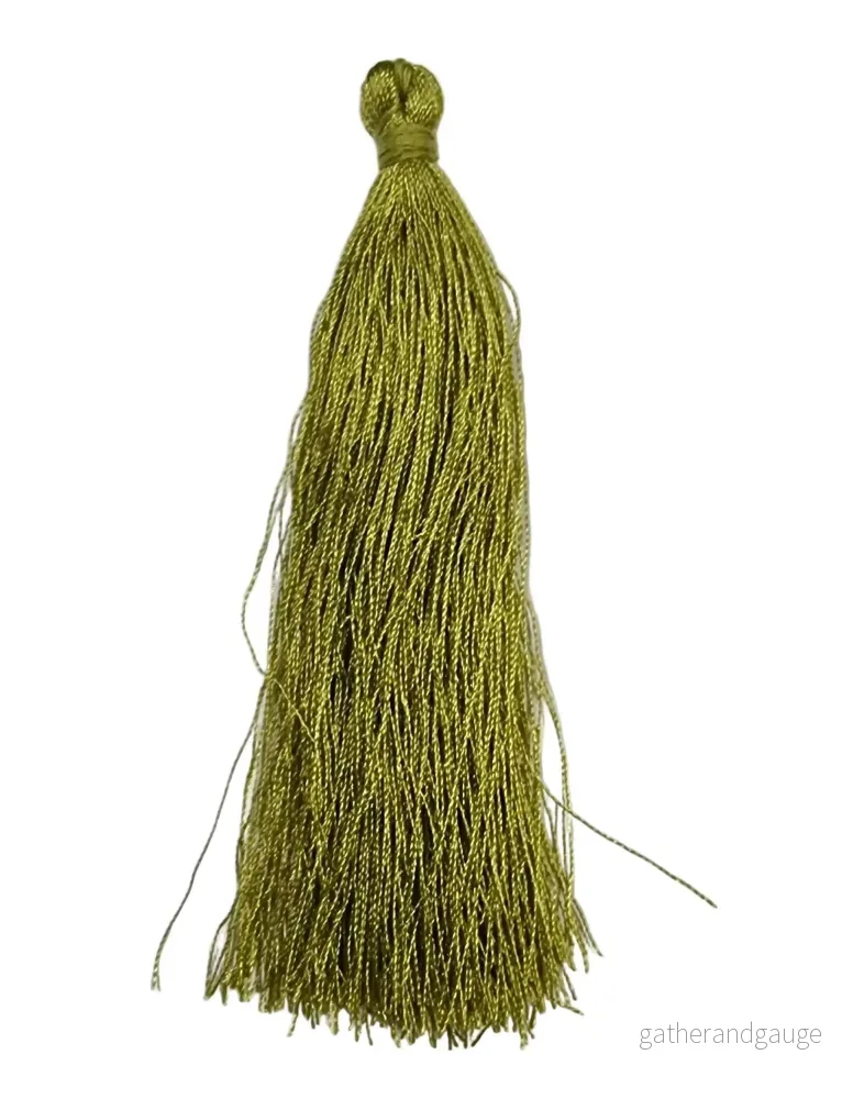 Hänge tassel polyester – Lt Olive 90mm 1 styck