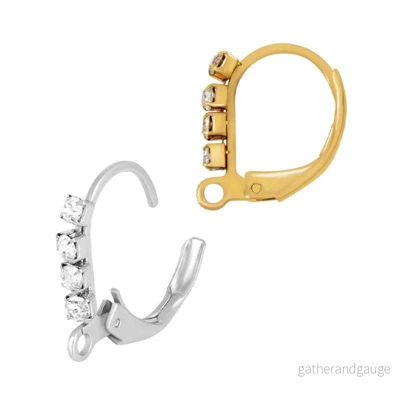 Örkrok brisyr Rostfrittstål - 18K guldpläterade Mindre med strass, 2-pack - Bild 3