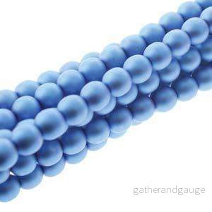 Tjeckiska Vaxade Glaspärlor - Cerulean Matt 6mm, 1 Sträng