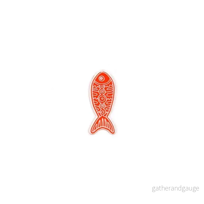 Hänge Plexi/Akryl - Stor Fisk Orange/Vit 1 Styck