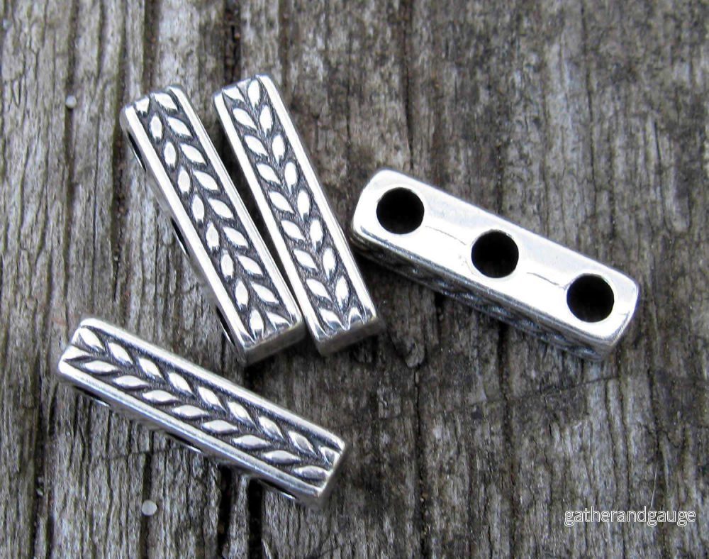 Mellandel Silverfärgad - Bladmönstrad, 4-pack