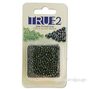 Tjeckiska Druk (Runda) – Polychrome Sage & Citrus True 2mm, 9 gram