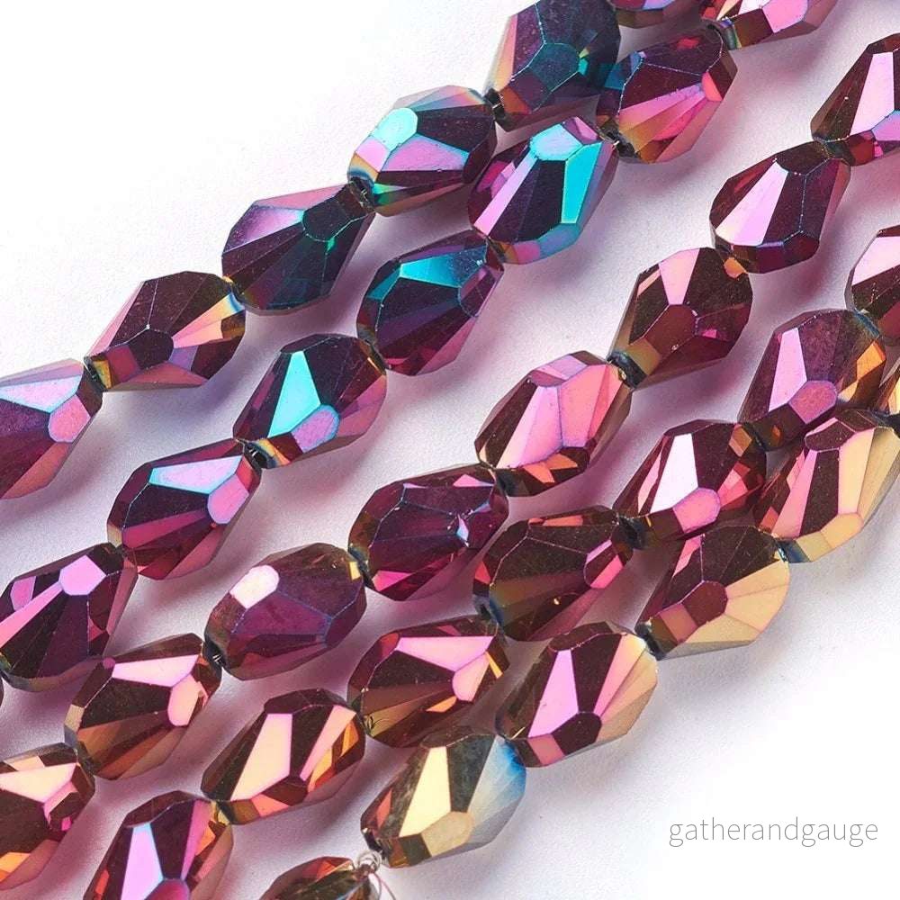 Facetterade droppar - Snäckformad rosa/guld/brons, 8,5x6mm 1 styck
