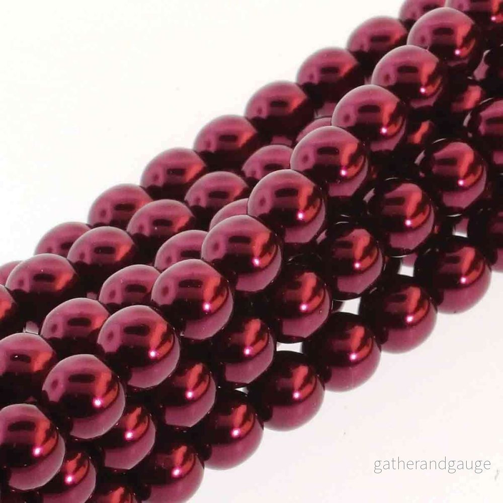 Tjeckiska Vaxade Glaspärlor – Burgundy 3mm, 1 sträng