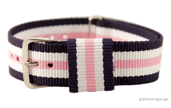 NATO-armband 20 mm – blå/vit/rosa - Bild 2