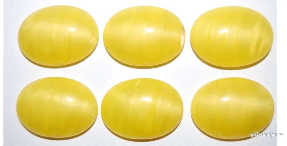 Cabochon Oval - Gul Randig 25x18mm 1 styck