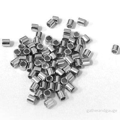 Klämpärlor Tub - Silverfärgade 2x2mm, ca 50 stycken