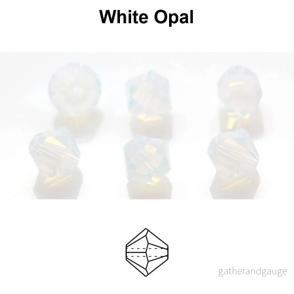 Tjeckiska MC Bicone – White Opal 4 mm, 30- pack