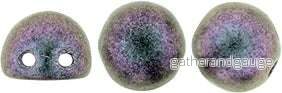 CzechMates Cabochon - Polychrome Orchid Aqua 7mm 2-håls, 10-pack - Bild 2