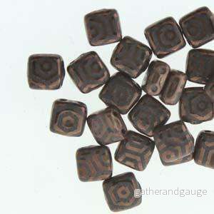 CzechMates Tile Beads – Jet Laser Bronze Web, 1 sträng