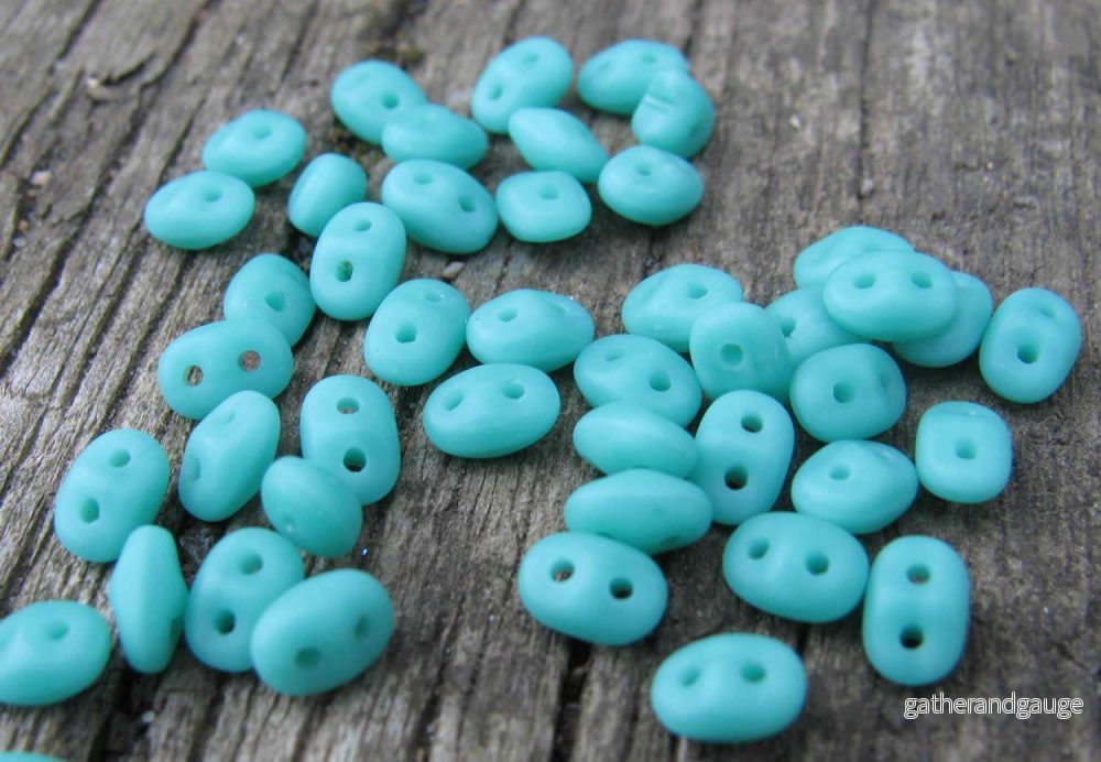 SuperDuo - Opaque Green Turquoise Matte, 10 gram - Bild 2