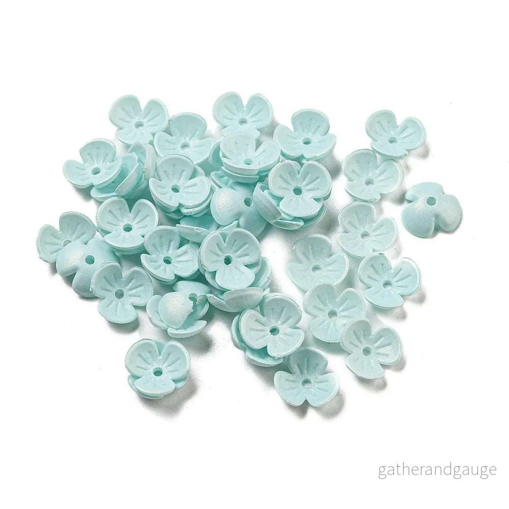 Pärlhattar Akryl - 3-bladig Blomma Pale Turquoise 10mm 5 gram - Bild 2
