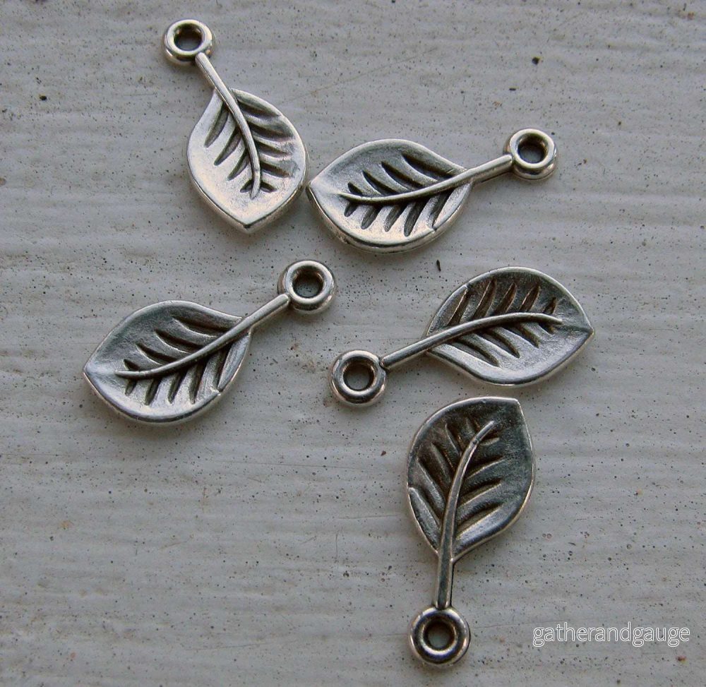 Berlock Silverpläterad - Runt Löv 8x12mm 5-Pack