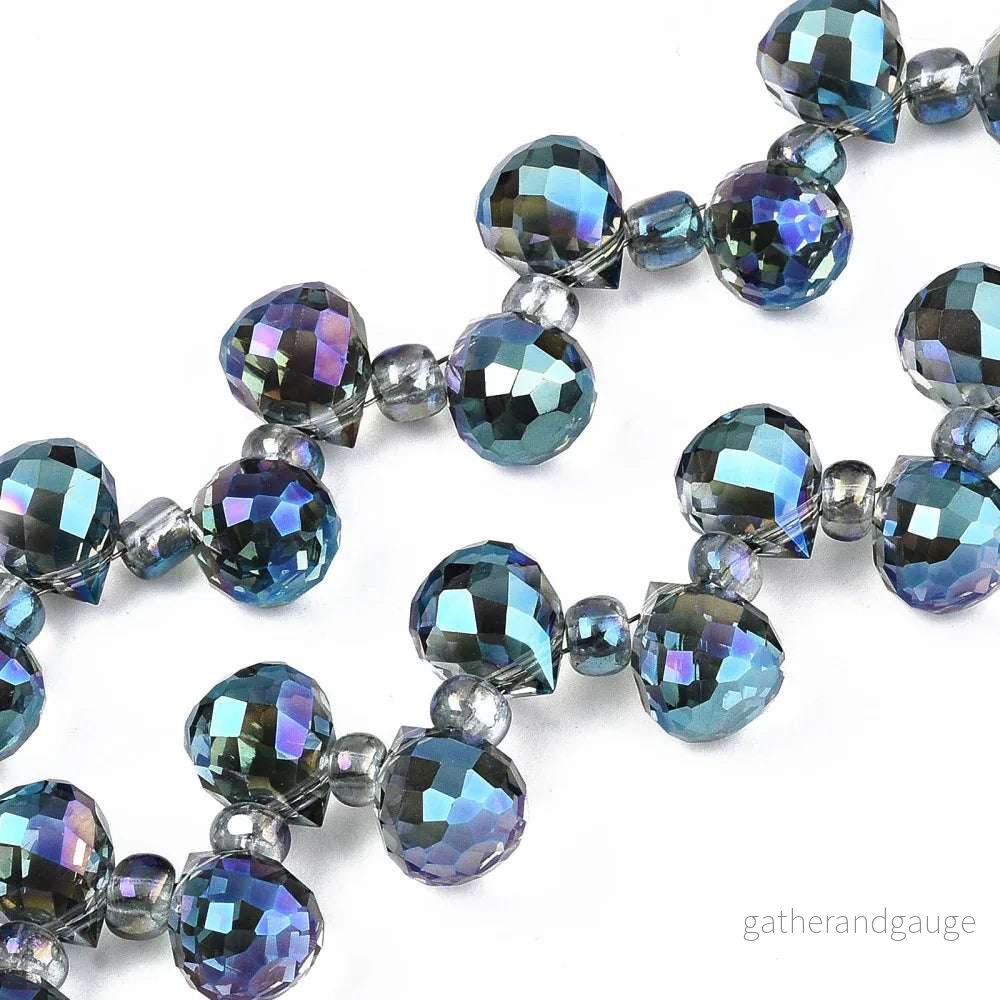 Facetterade droppar - Dark Cyan med lyster, 9,5x8mm, 1 styck - Bild 2