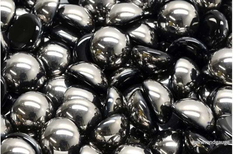 Cabochon - Jet Chrome 12mm, 6-pack