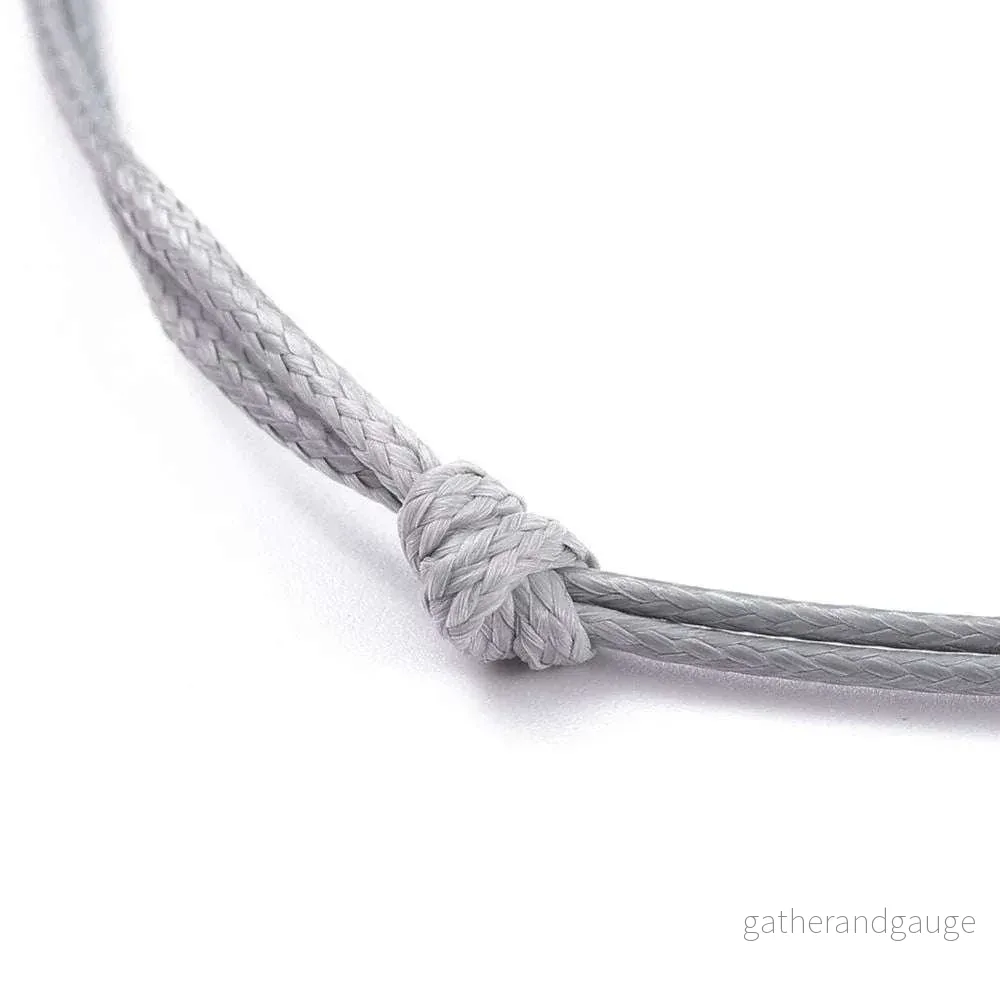 Vaxad Polyestertråd Halsband - Grå Dubbel 2mm 1 styck - Bild 3