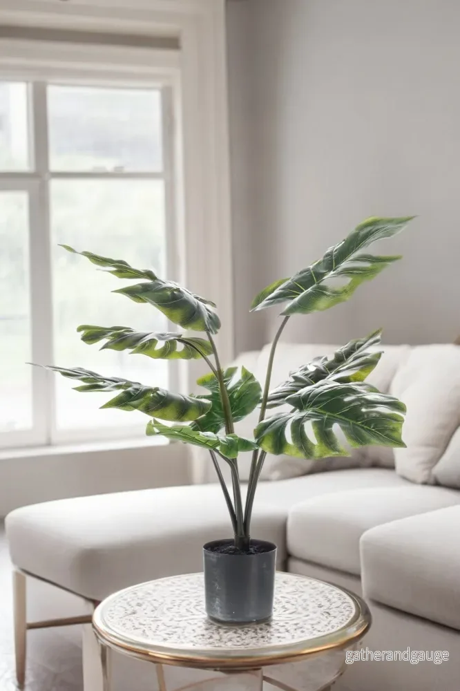 Monstera Deliciosa konstgjord växt - h110cm, Ø13cm