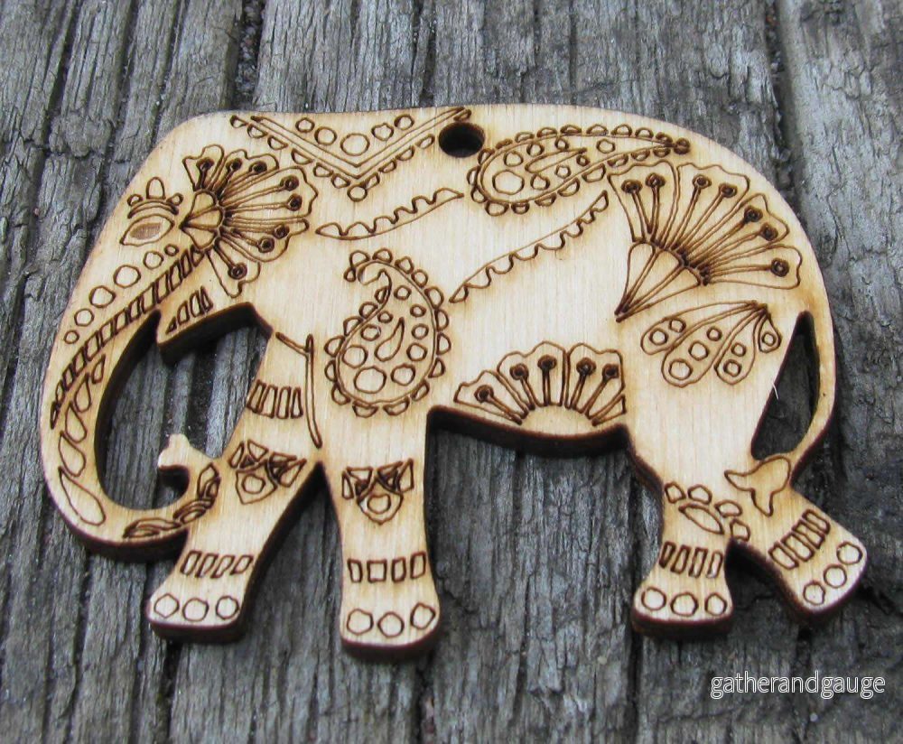 Hänge Trä - Elefant 61x50mm 1 styck - Bild 2