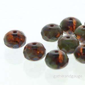 Tjeckiska Firepolish Donut - Turquoise Topaz Travertine 4x7mm, 1 sträng