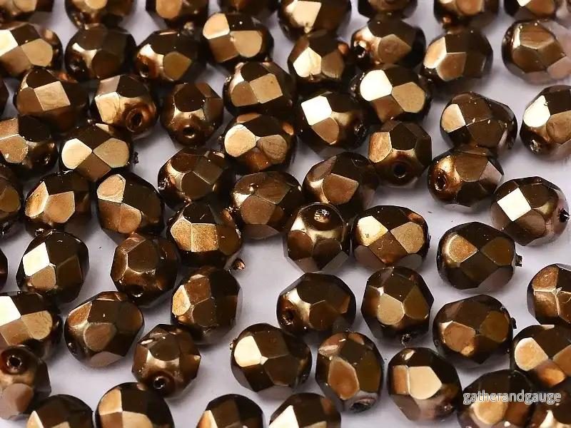Tjeckiska Firepolish - Light Bronze 6mm, 25-pack