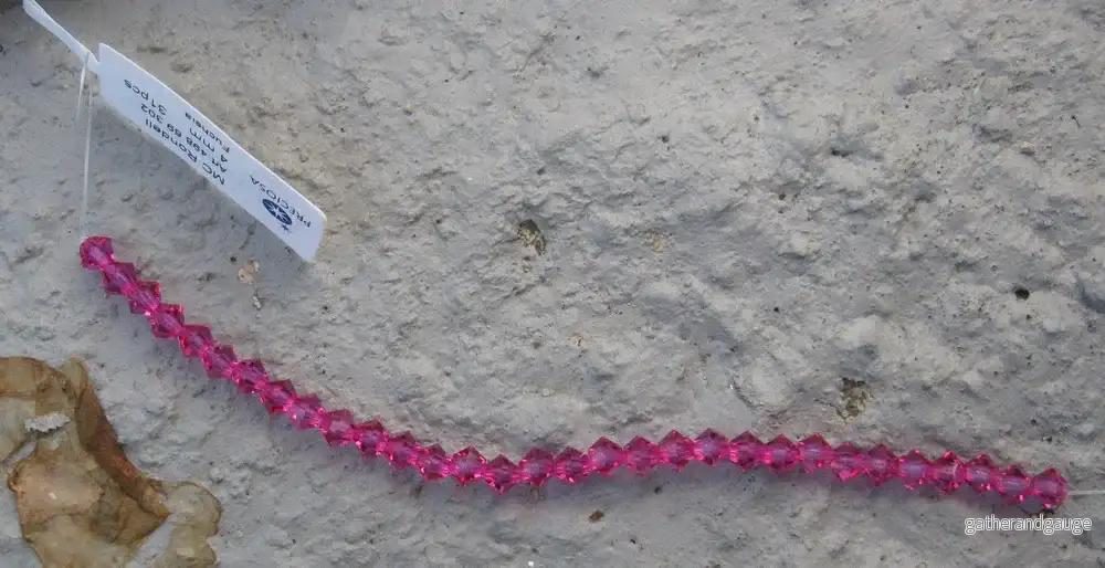Tjeckiska MC Bicone - Fuchsia 4 mm, 1 sträng - Bild 2