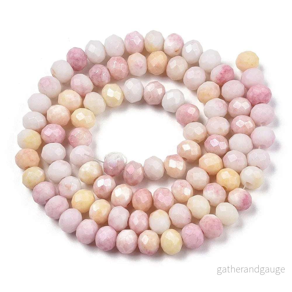 Facetterade glaspärlor – Sommarmix rosa, 6x5mm 1 sträng Facetterade glaspärlor – Sommarmix rosa, 6x5mm 1 sträng