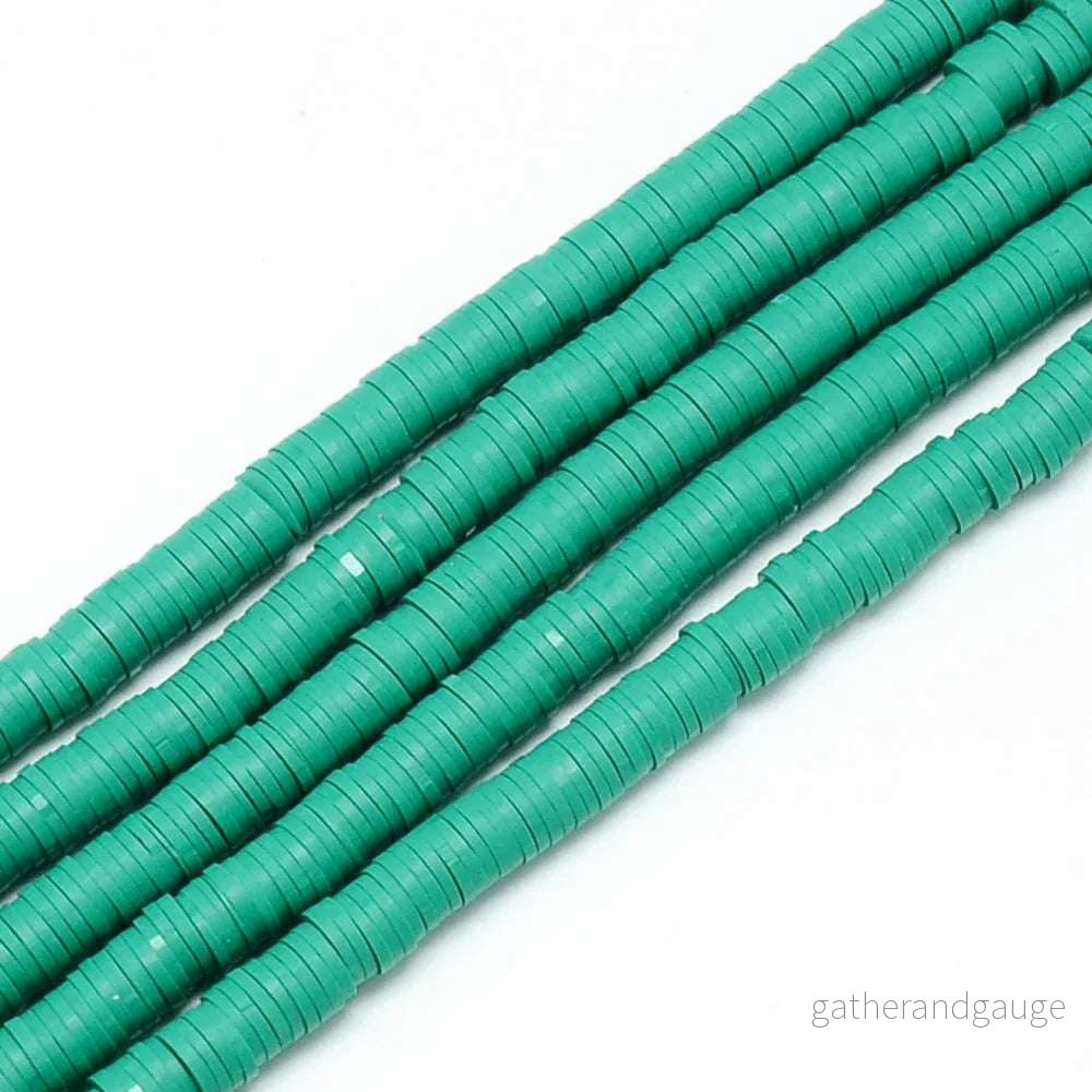 Heishi Pärlor - Mörkgrön 6mm 1 Sträng - Bild 2