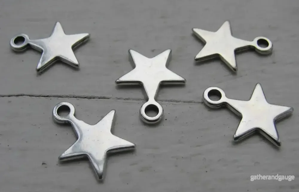 Berlock Silverfärgad - Stjärna 12mm, 5-pack