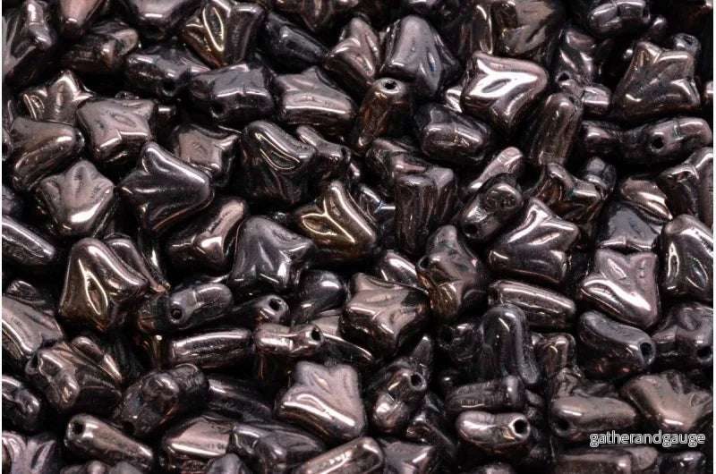 Lily Flower Bead – Jet Lila Vega Luster 9mm, 20-pack