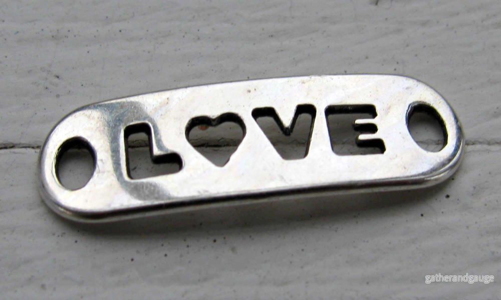 Connector Silverärgad - Love 24x8mm 1 styck - Bild 2