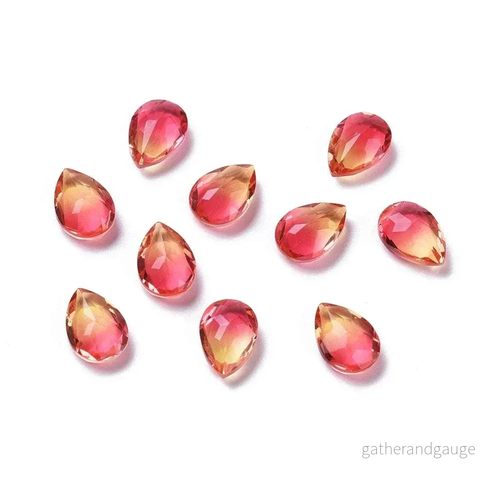 Kinesisk strass - Teardrop Hot Pink/Yellow 14x10mm 1 styck - Bild 2