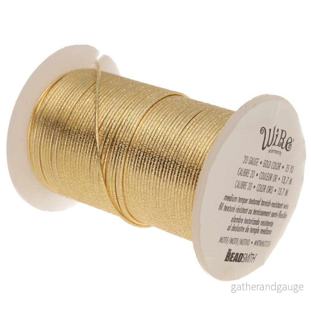 Wire Elements 20 Ga - Guldfärgad halvrund med texture motiv Non Tarnish, 1 rulle - Bild 3