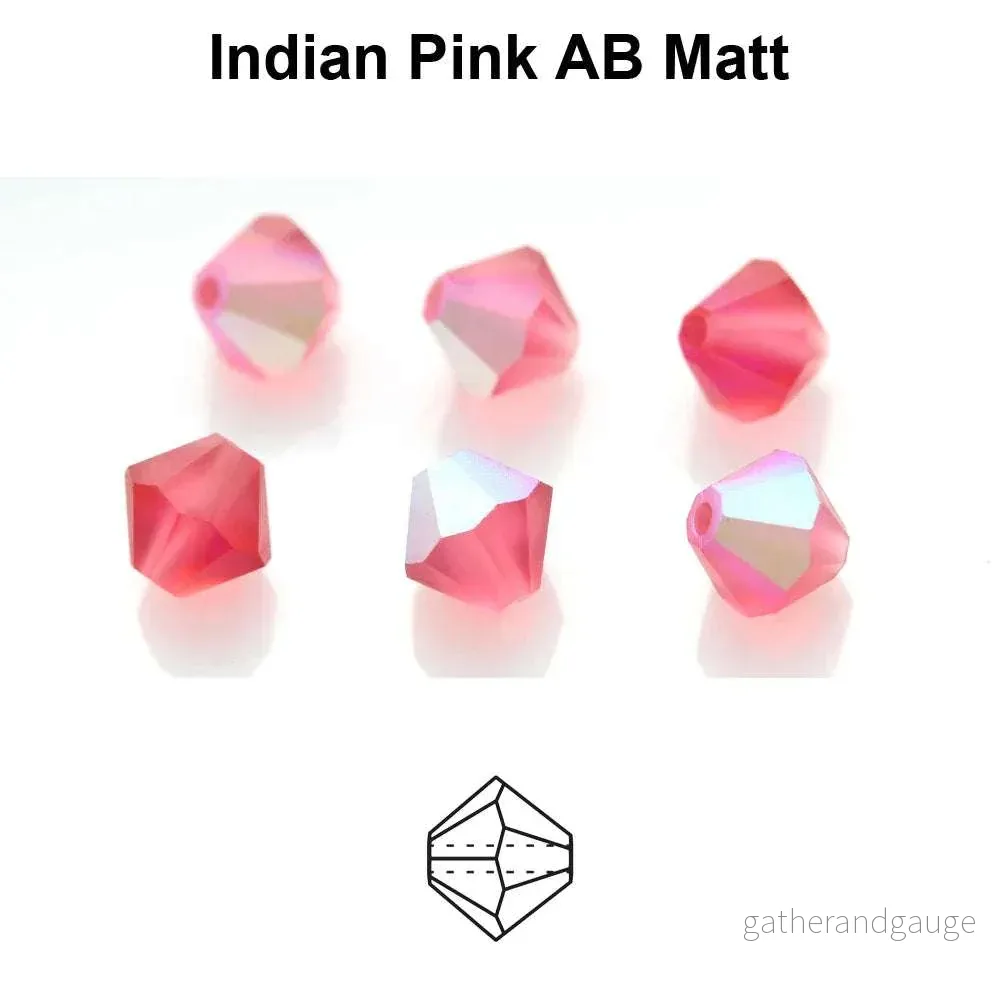 Tjeckiska MC Bicone - Indian Pink AB Matt 4mm 30-pack