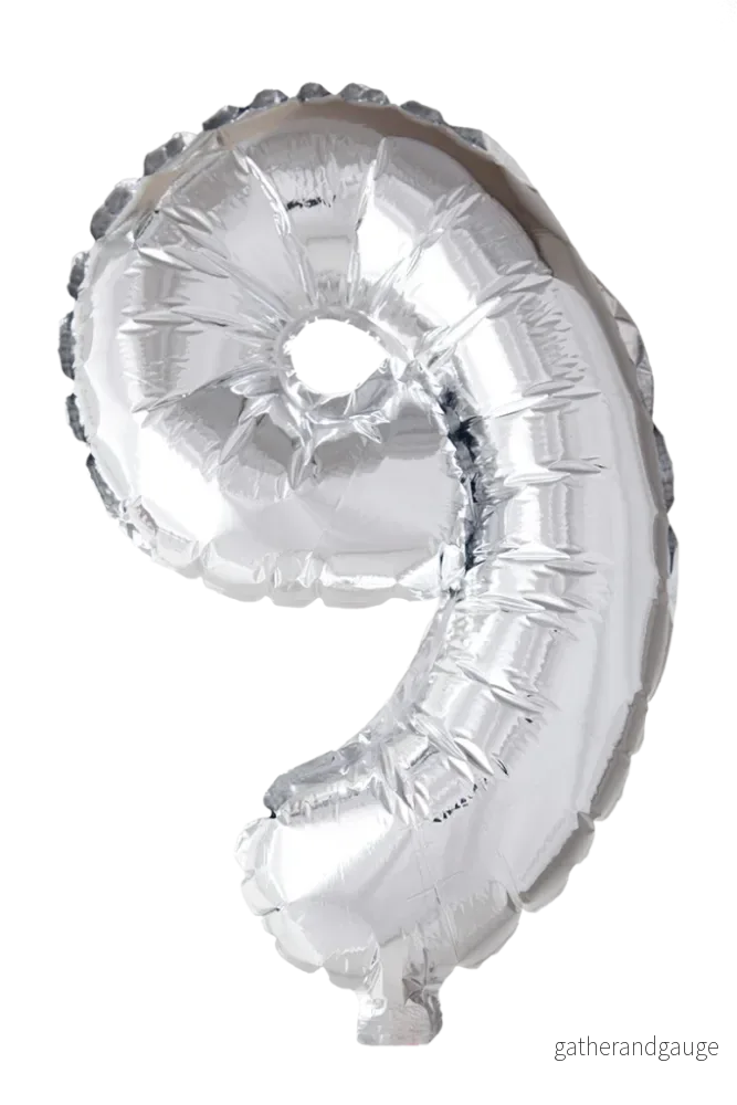 Folieballong siffror 0-9 i silver 102 cm