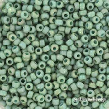 Miyuki Seed Beads - Opaque Glazed Frosted Rainbow Celadon 11/0, 10 gram