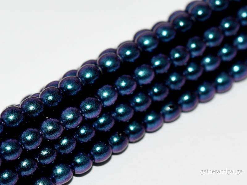 Tjeckiska vaxade glaspärlor – Polychrome Denim Blue 6 mm, 1 sträng Tjeckiska vaxade glaspärlor – Polychrome Denim Blue 6 mm, 1 sträng