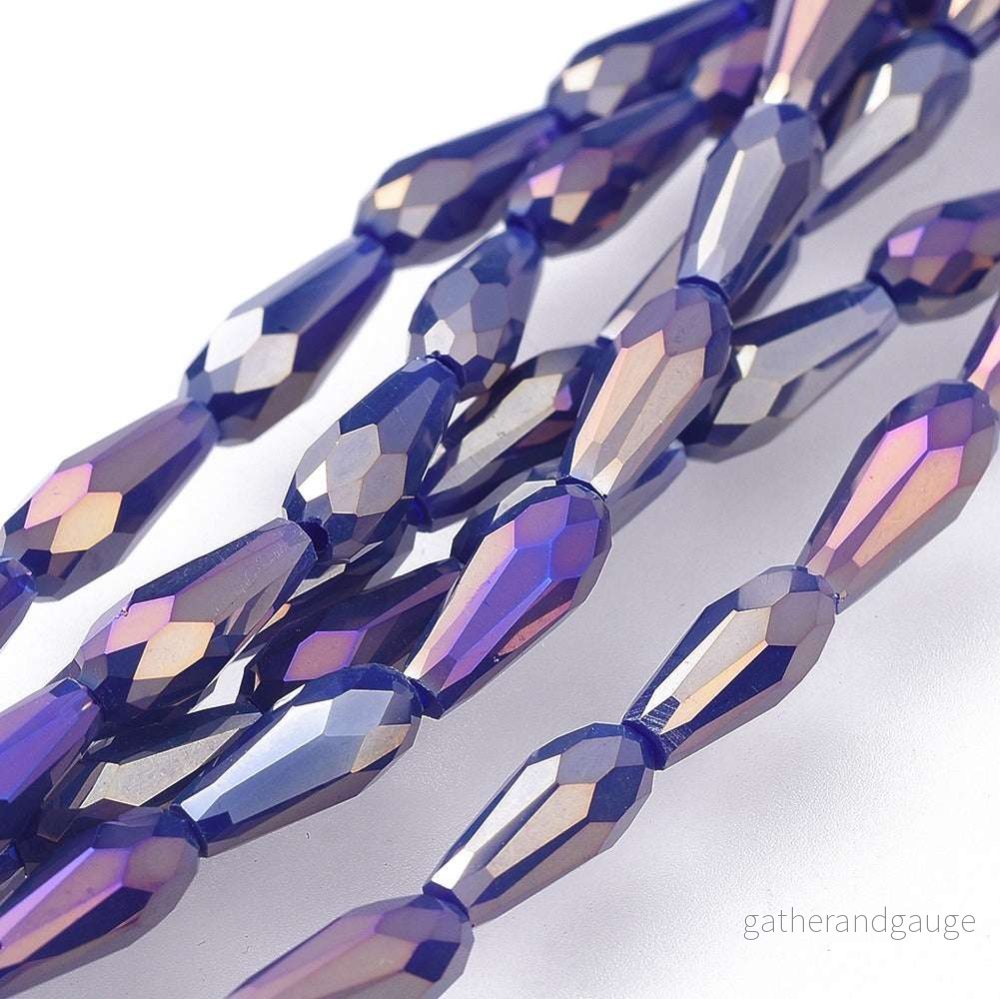 Facetterade droppar – Teardrop Blue Rainbow, 10x4mm, 1 styck Facetterade droppar – Teardrop Blue Rainbow, 10x4mm, 1 styck
