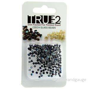 Tjeckiska Firepolish - Jet Hematite AB, True 2 mm, 2 gram