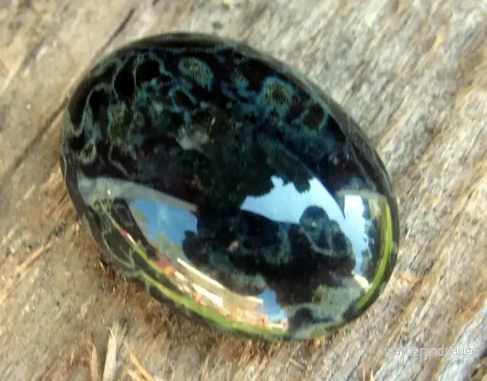 Cabochon Oval - Jet Picasso 25x18mm - Bild 2