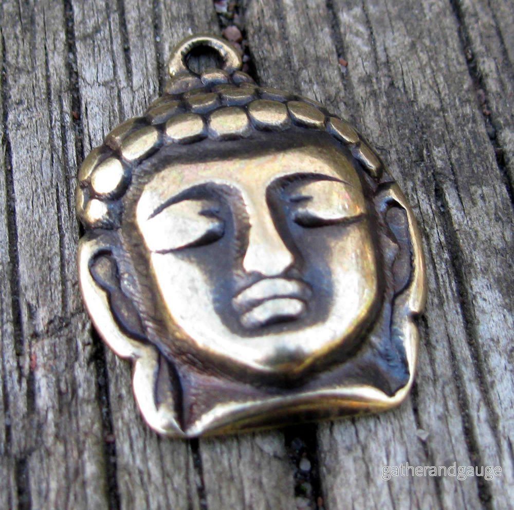 Hänge Bronsfärgad - Buddha Huvud 30x21mm 1 styck - Bild 2