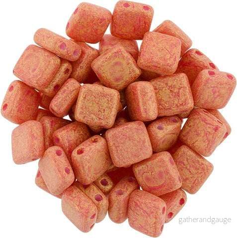 CzechMates Tile Beads – Pacifica Strawberry, 25-pack