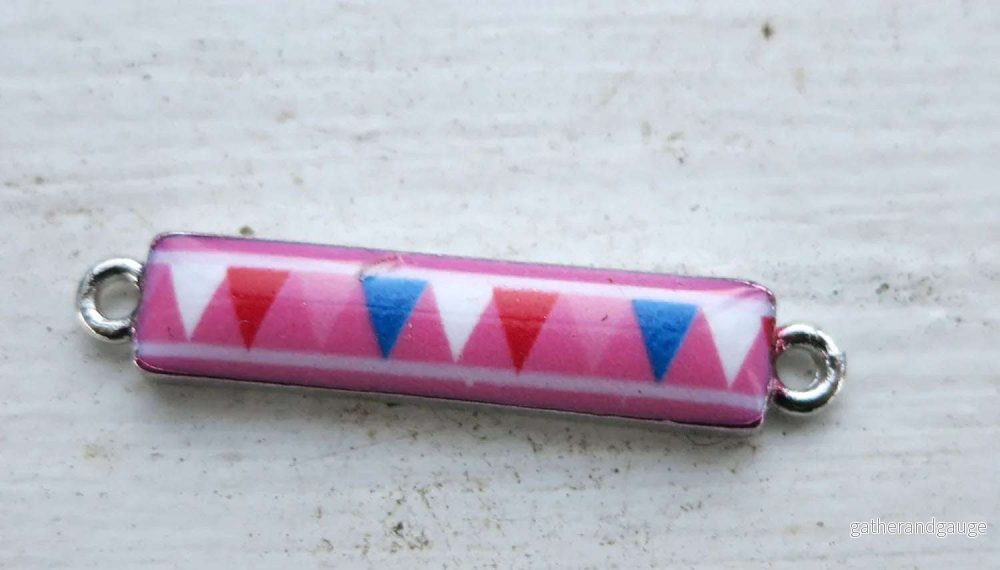 Connector Silverfärgad - Emaljerad Rektangel Rosa 1 styck