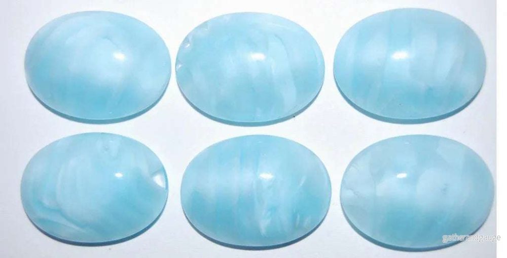 Cabochon Oval - Ljusblå Randig 25x18mm 1 styck