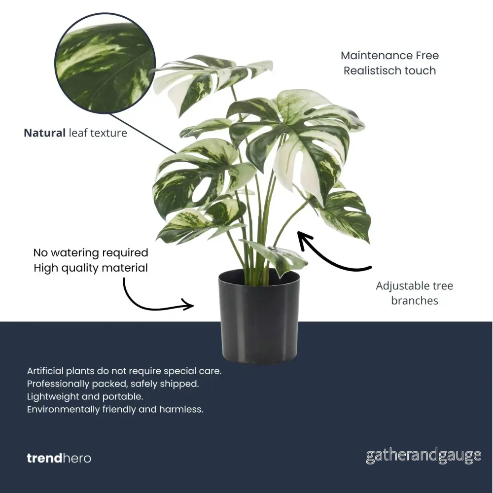 Monstera variegata artificiel h40cm kruka inkluderad - Bild 2